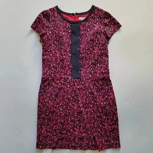 KC Parker By Hartstrings Pink Black Leopard Print Dress 10 - Picture 1 of 6